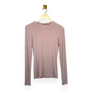 American Tall Long Sleeve Fitted Ribbed Tee in Mauve Size XS T
